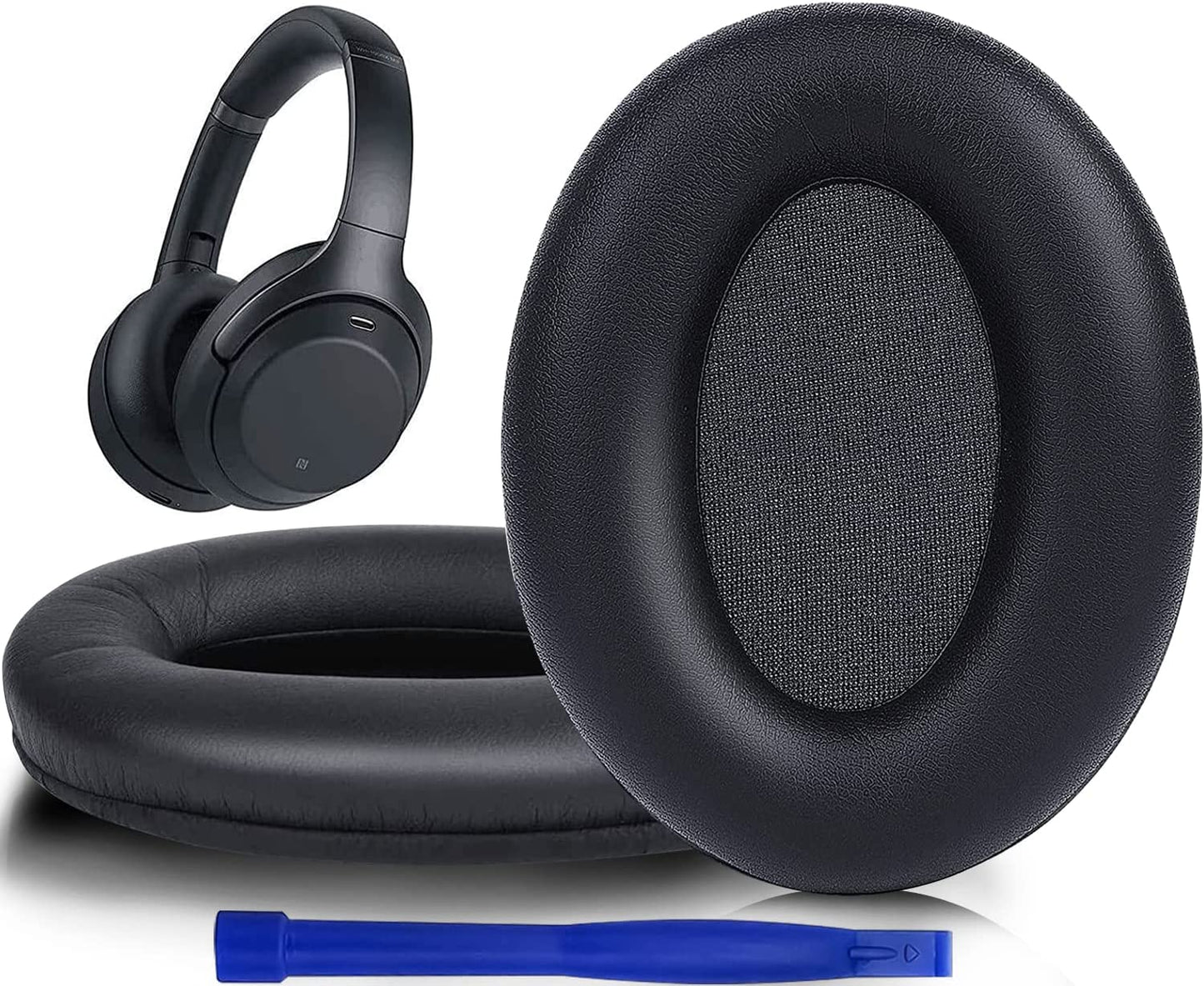 Professional Earpads Cushions Replacement for Sony WH-1000XM3 (WH1000XM3) Over-Ear Headphones, Ear Pads with Softer Protein Leather, Noise Isolation Memory Foam, Added Thickness (Black)