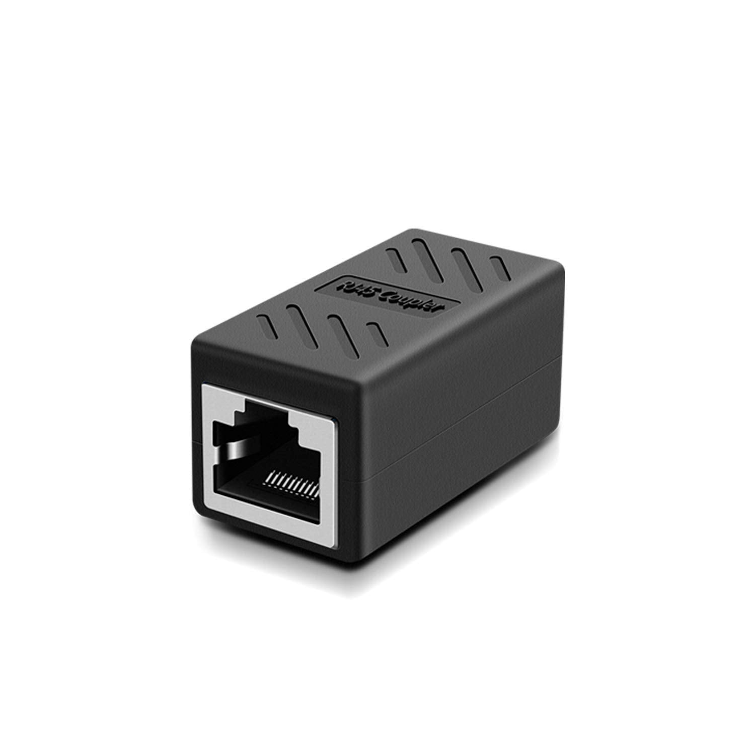 RJ45 Coupler, Ethernet Connectors, Shielded In-Line Coupler for Cat7/Cat6/Cat5E/Cat5 Ethernet Cable Extender Connector - Female to Female (Black-20 Pack)