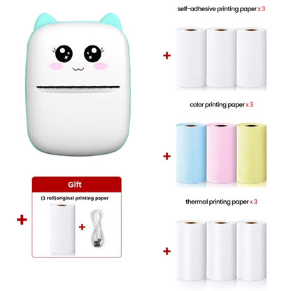 Mini Printer Thermal Printer Inkless Bluetooth Wireless Portable Pocket Self-Adhesive Label Printer for Sticker Lable Maker