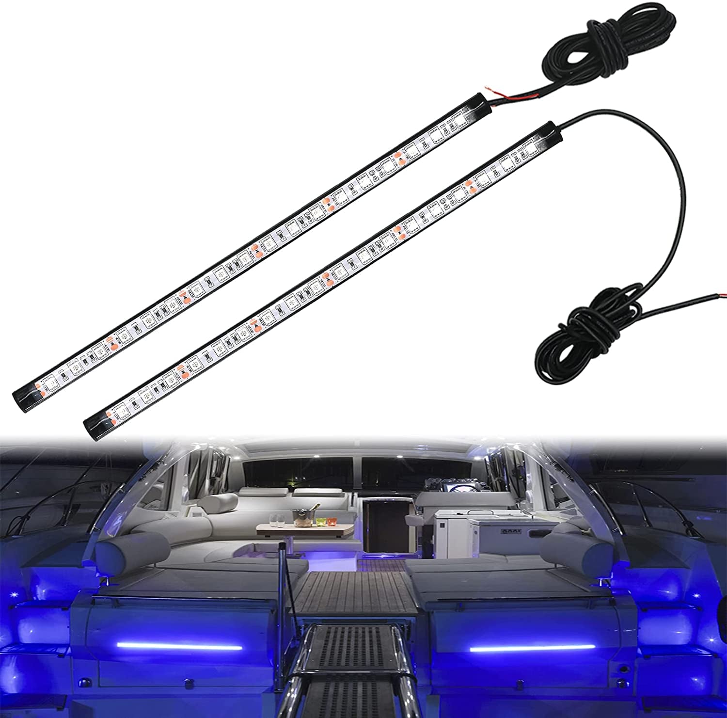 Blue Pontoon Led Boat Lights, Waterproof Boat Light for Night Fishing, Boat Interior Lights, Marine Deck Light, Courtesy Lights for Fishing Boat, Yacht, Bass Boat and Jet Ski