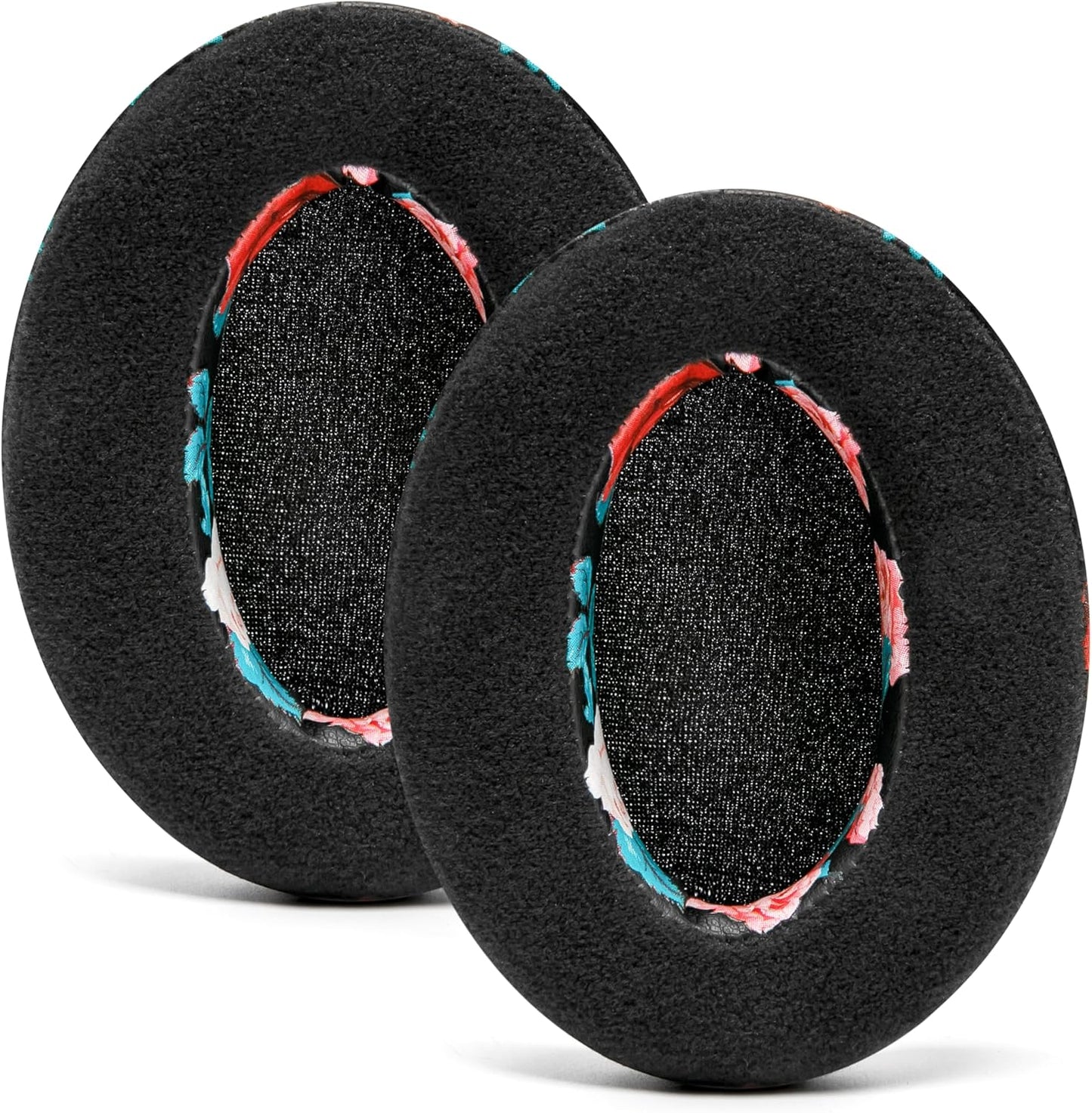 Wicked Cushions Extra Thick Velour Premium Earpads - Compatible with Steelseries Arctis/Hyperx Cloud/Ath M50X & More | Black Floral