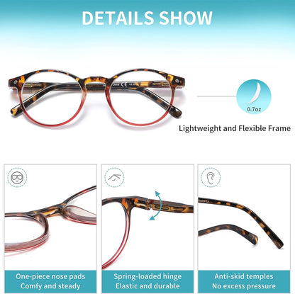 Reading Glasses for Women - Blue Light Blocking Ladies Spring Hinge Readers with Pouches anti Eyestrain/Glare Women'S Computer Eyeglasses (4 Pairs Mix Color, 1.75)