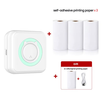 Mini Printer Thermal Printer Inkless Bluetooth Wireless Portable Pocket Self-Adhesive Label Printer for Sticker Lable Maker