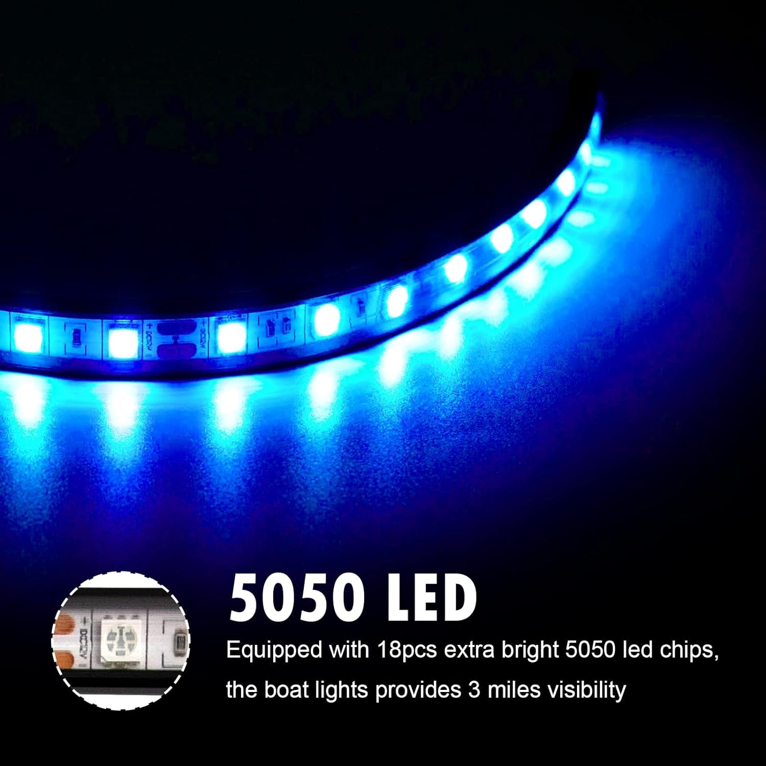 Blue Pontoon Led Boat Lights, Waterproof Boat Light for Night Fishing, Boat Interior Lights, Marine Deck Light, Courtesy Lights for Fishing Boat, Yacht, Bass Boat and Jet Ski