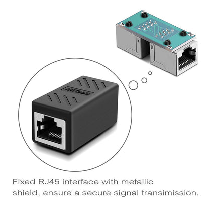 RJ45 Coupler, Ethernet Connectors, Shielded In-Line Coupler for Cat7/Cat6/Cat5E/Cat5 Ethernet Cable Extender Connector - Female to Female (Black-20 Pack)