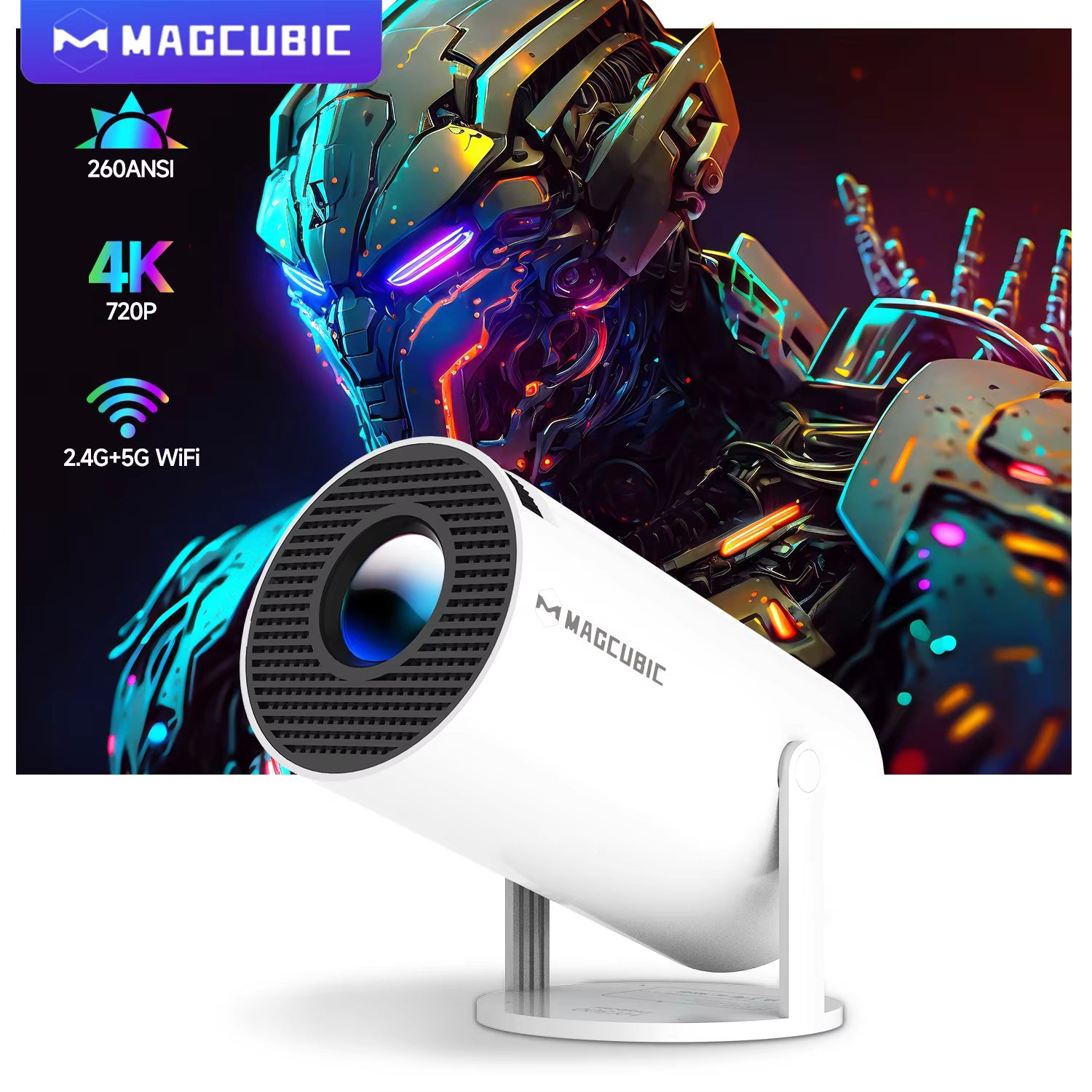 4K Wifi6 Projector Android 11 260 ANSI Dual WIFI Allwinner H713 BT5.0 1280*720P Home Cinema Outdoor Portable HY300 Pro